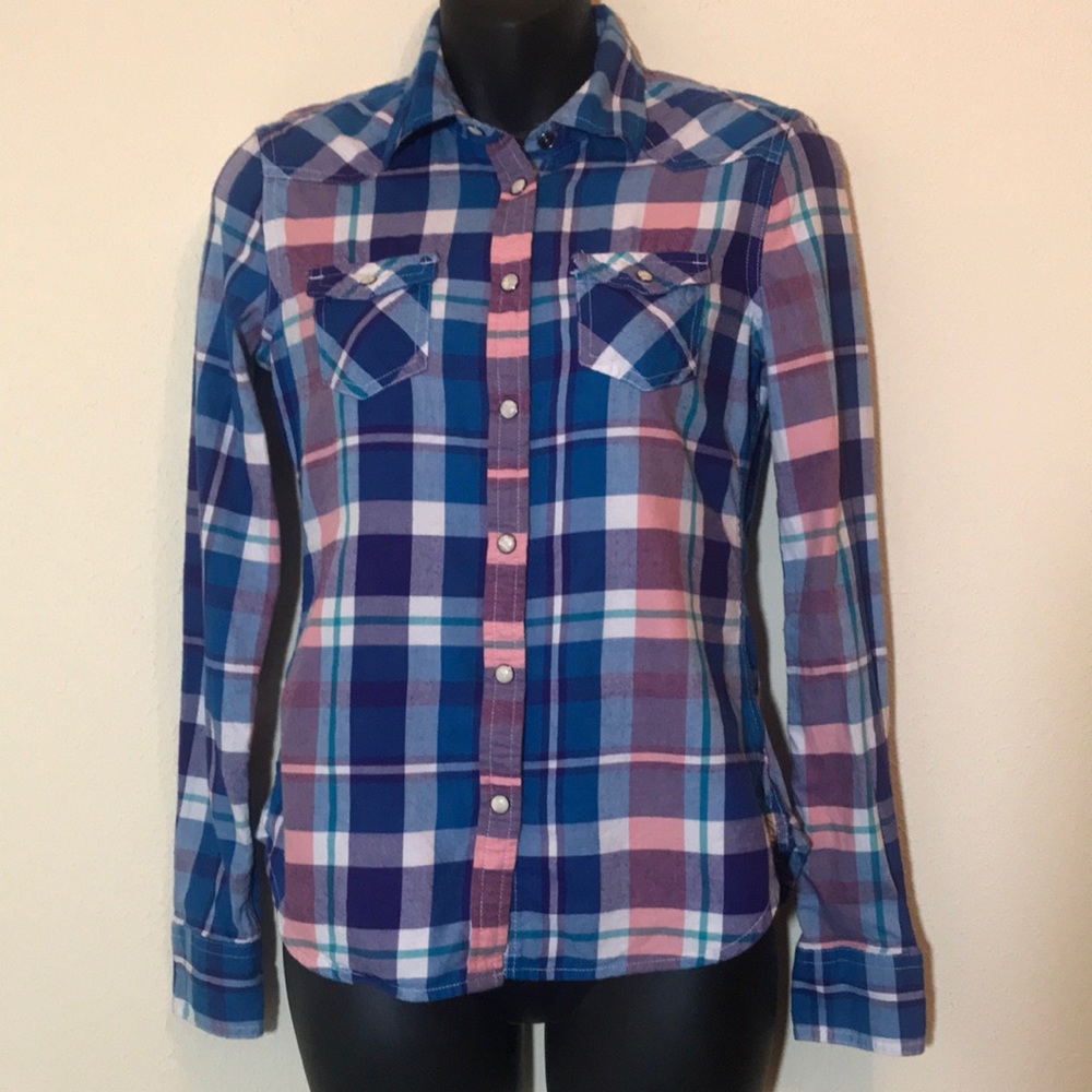 American Eagle Blue/Purple Western Style Flannel